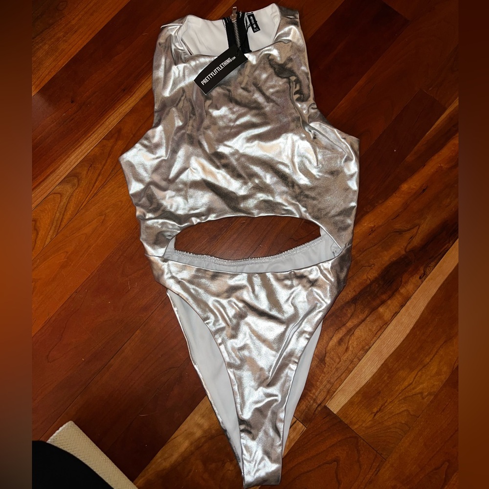 NEW chrome silver bodysuit